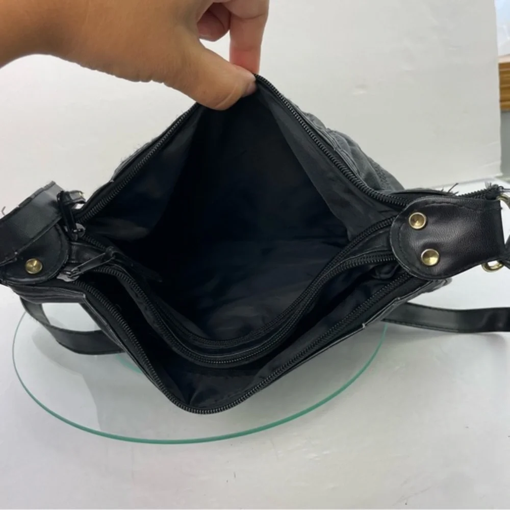 Vintage Black Patchwork‎ Crossbody Handbag Purse